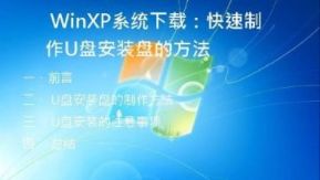  WinXP系统下载：快速制作U盘安装盘的方法